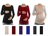 PAPAVAL Womens Ladies Maternity Top Long Sleeve Scoop Neck Pregnancy Nursing Dress Wear
