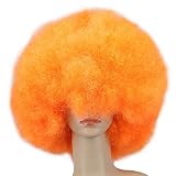 Puede ser permanente: Ja 200g Súper Grande Corto Mujeres Hombres Niños Culry Cosplay Peluca Fiesta Naranja Danza Sintética Pelucas Afro