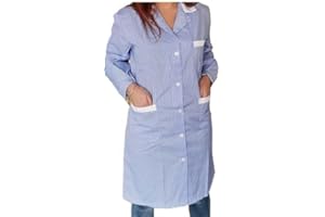 EGIDIO Camice da Lavoro Donna Lungo Manica Lunga 100% Cotone Made in Italy con 2 Tasche + Taschino Ideale per Lavori Domestici Maestre Asilo Banconista Alimentari e Uso Professionale