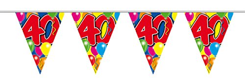 Wimpelkette, 15 Wimpel, bunter Ballondruck, 40. Geburtstag, 10 m