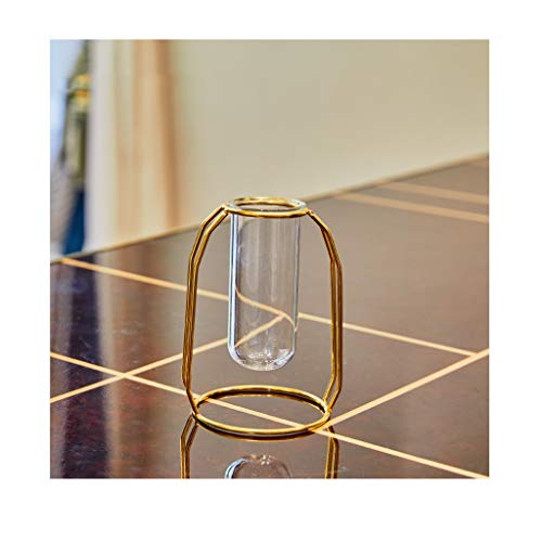 ZH Glass Tischvase Klar Klassische Glaszylinder-Vase Mit Metallbügel-Wertvase (Size : 16 * 12cm)