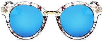 Wwin Women Trendy Polarized Sunglasses Metal Round Hollow Anti-Reflective Sunglasses Driving Crystal Thick Frame Amber Pattern Glasses with Box