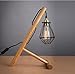 Produktbild SHDT Moderne Einfache Massivholz Tischlampe E27 Edison Glühbirne Mit kleinen Käfigen aus Eisen Lampenschirm Home Bar Schlafzimmer Dekor