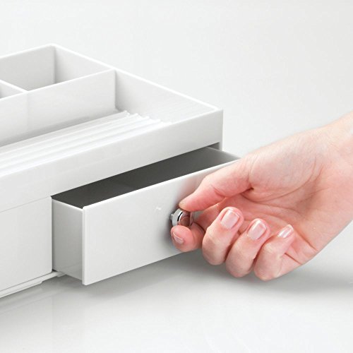 InterDesign Drawers Schubladen Organizer | Schminkbox mit 2 Schubladen zum Sortieren von Make-Up, Schmuck, Kosmetik etc. | auch als Ordnungssystem für das Büro geeignet | Kunststoff hellgrau - 7