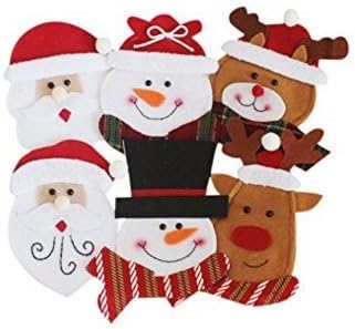 Caomoa 6Pcs Christmas Santa Tableware Sets Silverware Bags Knifes Forks Holders Pockets Table Home