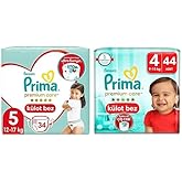 Prima K&uuml;lot Bebek Bezi Premium Care 5 Beden 34 Adet Junior İkiz Paket & Prima Bebek Bezi Premium Care K&uuml;lot Bez 4 Numara 44 A
