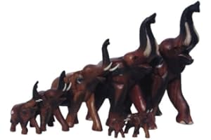 Kunsthandwerk Asien Elefant laufend, Holz-Elefant mit erhobenen Rüssel, Deko-Elefant, Höhe:18 cm