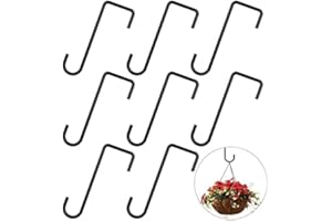 GEEDIAR 8 Pcs Fence Hooks, 2 x 6 inch Patio Hangers Black Powder Coated Steel Fence Hangers for Hanging Plants, Planters, Bird Feeders, Pool Tools