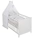 Produktbild roba 203008WES183 Komplettbett Set 'Wiesenglück', Babybett weiß  Himmel, Nest, Matratze, Kombi Kinderbett 70 x 140 cm umbaubar zum Junior Bett
