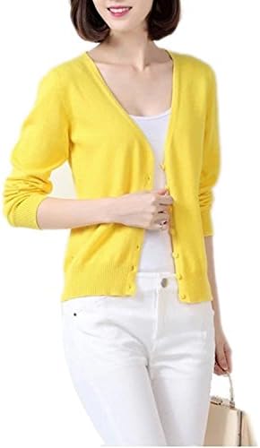 Winfon Women's Long Sleeve V-Neck Cotton Button up Knit Cardigan Sweater Jumpers Coats Outwear top