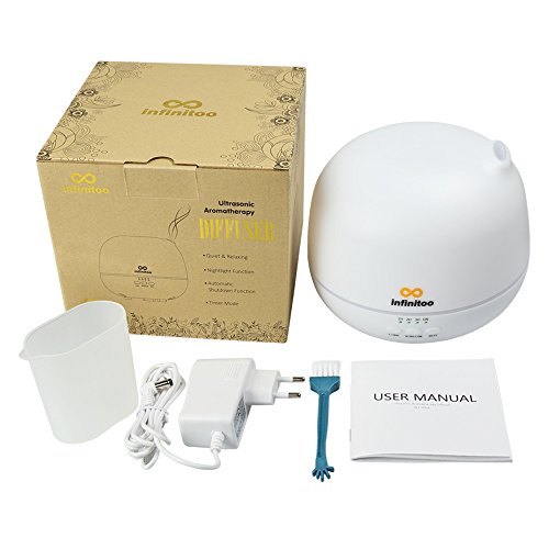 Luftbefeuchter | infinitoo 500ml Ultraschall Aroma Diffuser | Aromatherapie Diffusor | Abschaltautomatik Öl Raumbefeuchter mit 4 Zeitmodi Einstellungen und 7 LED Farbwechsel für Wohnzimmer, Kinderzimmer, Schlafzimmer,, Baby- und Yogazimmer, SPA, Büro usw. - 8