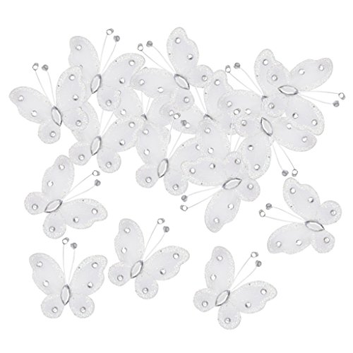 Phenovo Drahtgebundenen Netz Strumpf Glanz Schmetterlinge 5×4.5 cm 50 St. Weiß - 7