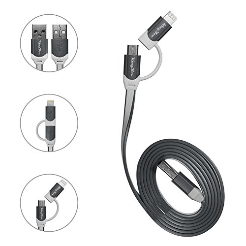 Kingyou 2 in 1 Lightning USB Kabel 1m Ladekabel USB Datenkabel geeignet für iPhone 6plus iPhone5c 5s iPad und Huawei Samsung Sony Usw Android Smartphones (Gray) - 2