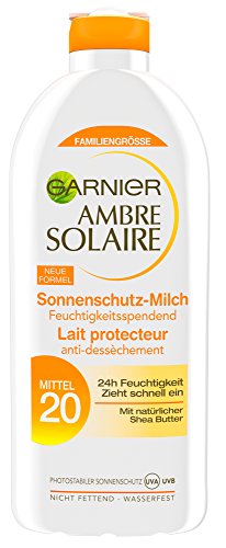 Garnier Ambre Solaire Sonnencreme / Feuchtigkeitsspendende Sonnenschutz-Milch / LSF 20, 3er Pack - 3 x 400 ml