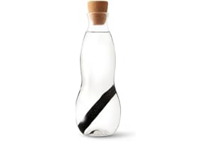 BLACK + BLUM BLACK+BLUM - Eau Carafe With Charcoal Water Filtration Stick - Glass Water Filter Jug - Borosilicate Glass Pitcher with Natural Cork and Silicone Cover - 1L