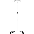 Konmee IV Poles with Wheels IV Stands 2 Hooks 4 Legs Rolling Base with Heavy Duty Stainless Steel, Adjustable Height