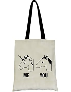 PREMYO Jutebeutel mit Einhorn und lustigem Motiv. Stoffbeutel Natur mit Einhorn Aufdruck. Baumwolltasche bedruckt...