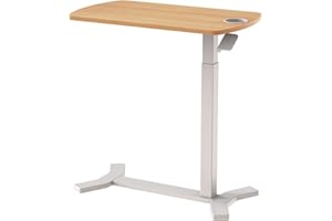 ESMART EACM-121WM 70 x 40 cm Arce con portavasos - Mesa Auxiliar móvil Regulable en Altura neumáticamente 65-103 cm con Ruedas para el sofá, la Cama, la habitación Infantil y la Oficina en casa