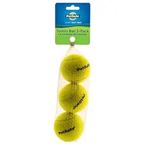 PetSafe Tennis Dog Toy Balls Compatible with Automatic Ball Launcher (3 Pack), Yellow, Standard