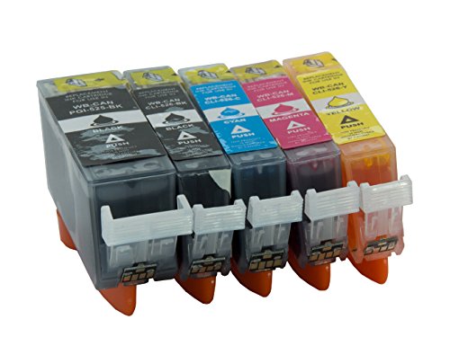 5er Set kompatible Druckerpatronen für CANON PGI-525 / CLI-526 mit CHIP | je 1x BK/PBK/C/M/Y | ersetzt Tintenpatronen für Canon Pixma IP4850 IP4950 IX6550 MG5150 MG5250 MG5350 MG6150 MG6250 MG8150 MX885 MX715 MX895 - 2