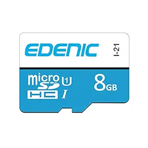 Edenic 8GB Micro SDHC Card,8GB Memory Card Class 10,Fast Speed for Smartphones, Tablets and Other Micro Slots wtih Data Transfer(White+Blue)