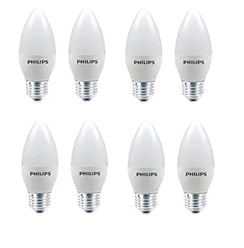 Philips 4-Watt 400-lumen Candle Frosted E27 Base (Warm White, Pack of 8) - Decorative, Ambience for Chandeliers, Wall Lights, Desk Lamps, Floor Lamps
