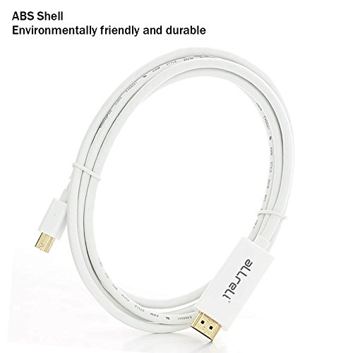 aLLreli Mini Displayport auf HDMI Kabel – 1.8M Full HD 1080p | mini DP auf HDMI | Thunderbolt auf HDMI | 24k vergoldete Kontakte | PC und Apple / MAC, MacBook Pro, MacBook Air | weiß | 1.8 Meter - 3