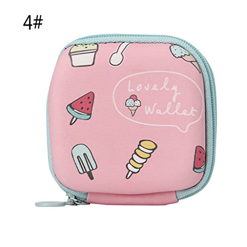 Preisvergleich Produktbild Lpyfgtp Kopfhörerhülle – Kunstleder Mini Wallet Kartenhalter Reißverschluss Münzbörse Clutch Handtasche klein