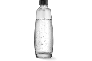 SodaStream - Fuse Glass, Botella de Agua Reutilizable para Gasificar, Compatible con Máquina DUO, Apta para Lavavajillas, Vidrio, Capacidad 1 L