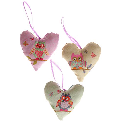 Patchwork Design Fabric Owl Heart Decoration