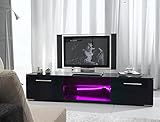 WestWood LED TV Unit Stand | High Gloss Cabinet Black | Bright RGB LED | Modern Living Room Furniture LED TV Lights – TVC11
