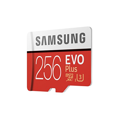 Samsung EVO Plus - Tarjeta de Memoria microSD de 256 GB con Adaptador SD  100 MB s  U3  Color Rojo y Blanco