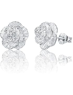 Wunhope Ohrringe Damen Mädchen 925er Sterling Silber Kirsche Blumen Hypoallergen Klein Romantik Stecker