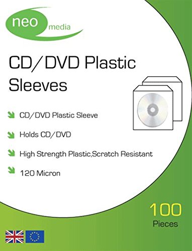 Four Square Media - Funda para CD y DVD (plástico, 120 micrones, 2 Paquetes de 100 Unidades)