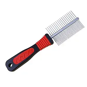 Metal Dog Combs for Grooming Shedding Dematting Stainless Wide Tooth for Long and Short Hair Deshedding Tools Greyhound Siberian Husky Gifts Hair Brush Small and Large Dogs Cats Undercoat Supplies