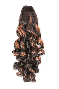 Honbon Step Cutting Casual Hair Extension in Plastic Clutcher (Black) Golden Highlight