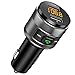 Price comparison product image FM Transmitter, CHGeek QC3.0 Bluetooth FM Transmitter Car Wireless Radio Adapter Handsfree Car Kit with 5V/4A Dual USB Charger Ports, Voltage Display, Play USB Flash Drive for iOS and Android Devices
