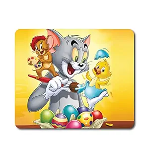 woopme Cat Mouse Duck Cartoon Printed Mouse Pad for Office Gaming Professional Laptop/ PC/ Computer Rectangle Rubber Base Mouse pad ( 24 x 20 CMS )
