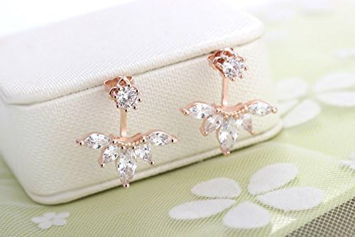 CS PRIORITY Valentines Gift Neckband Stud Earrings Flower Earrings inlay Artificial Diamond For Women Rose Golden
