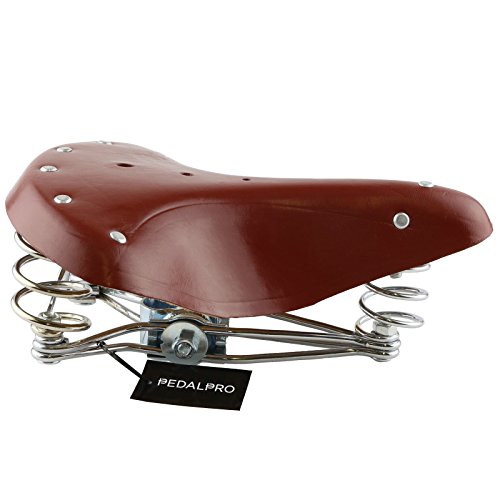 PedalPro – Fahrradsattel aus Echtleder – klassisch mit Federn – braun - 3