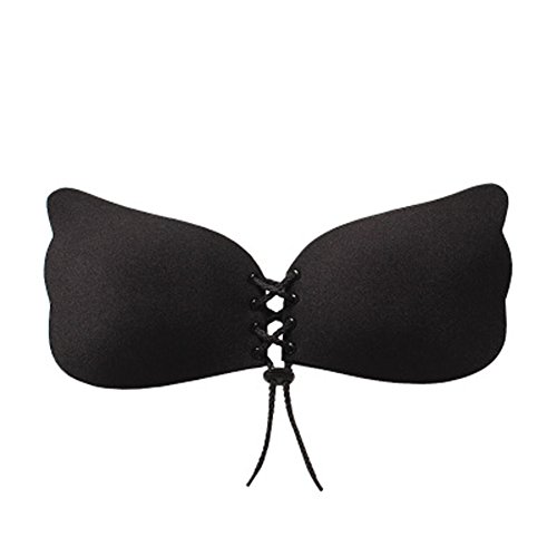 Sexy Wiederverwendbarer Selbstklebender Silikon-BH, Trägerloser Rückenfreier Unsichtbarer Push-Up-BH (mit Kordel zur Befestigung, Nubra-Brustaufkleber) mit Verschluss vorne für Damen und Mädchen