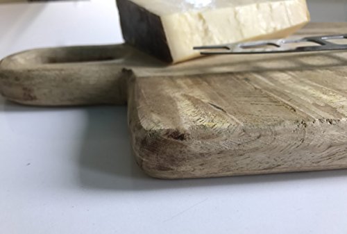 LS Design Holz Schneidebrett Tranchierbrett Mangoholz Griff Schneidbrett Massiv Brotschneidbrett - 6