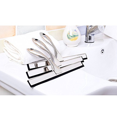 Cozyswan Glaswischer Bad- Duschabzieher Fensterwischer Edelstahl Badezimmerwischer mit ergonomischem Griff inkl. Wandaufhänger - 4