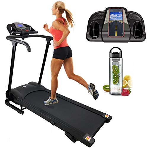 Nero Sports Folding Running Machine Motorised Treadmill with Built in Speakers Heart Rate Monitor 12KPH Speed, 3 Level Manual Incline, 12 Auto + 1 Manual Program, Pulse Black