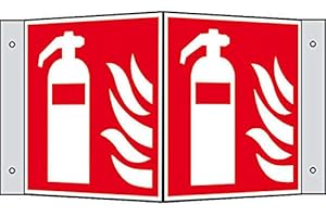 MBS-FIRE - BRANDSCHUTZFACHHANDEL Feuerlöscher Winkelschild Brandschutzzeichen 20x20cm nachleuchtend Nasenschild von MBS-FIRE