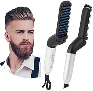 FEXMY Electric Hair Straightener Brush,Men Quick Beard Straightener Styler Comb,Hair Straightening,Curly Hair Straightening Comb,Side Hair Detangling, Multi functional Hair Curling Curler