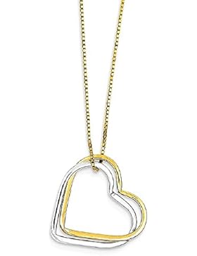 IceCarats Designer Schmuck 14K Zweifarbige Doppel-Herz-Anhänger-Halskette In 18 Zoll