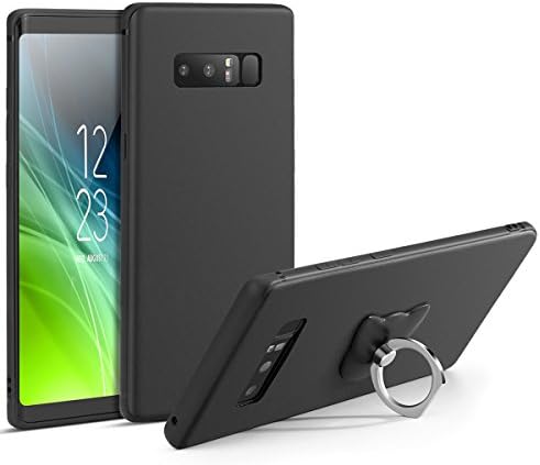Galaxy Note 8 Case Cover Slim Protective Shock Absorbing with Kickstand Ultra-Thin Anti-Drop TPU Rugged Flexible Protection and a phone ring stand holder for Samsung Galaxy Note 8 (2017) - Matte Black