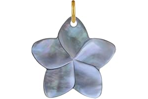 LES POULETTES BIJOUX - Pendentif Plaqué Or Fleur de Frangipanier en Nacre