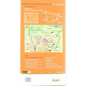 Mapa picos de Europa - zona sur - macizo occidental o cornion (Top 25 (prames))